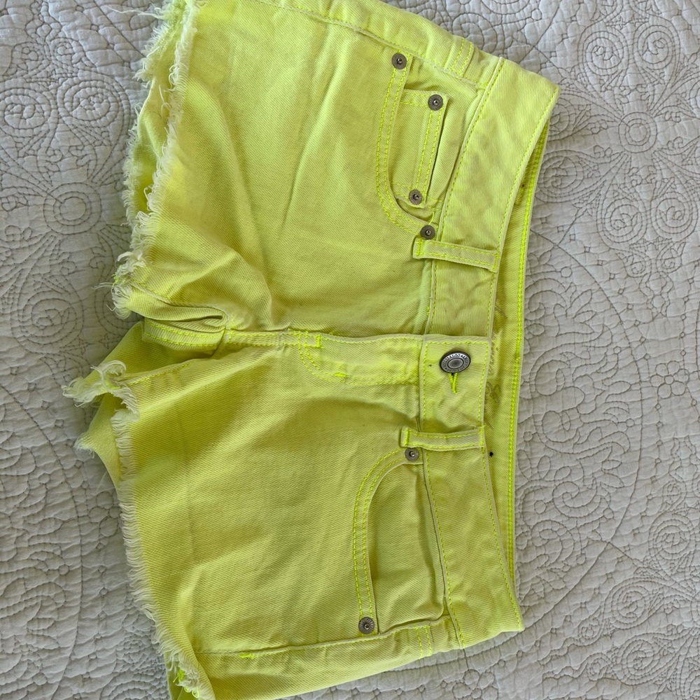 American eagle neon yellow/green jean shorts